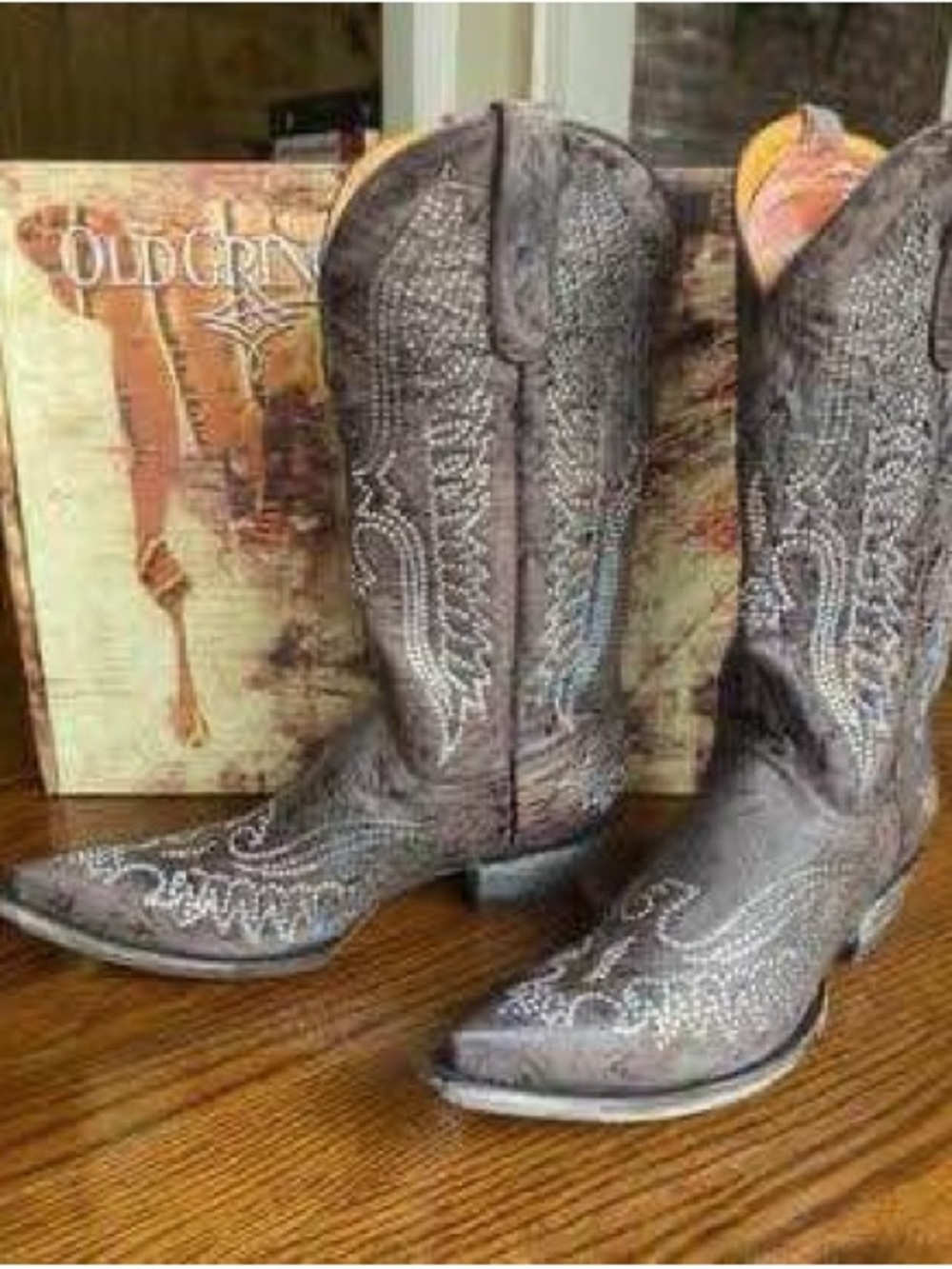 Old Gringo Brown Leather Western Crystal-Studded Eagle Heeled Boots - Picture 6 of 8